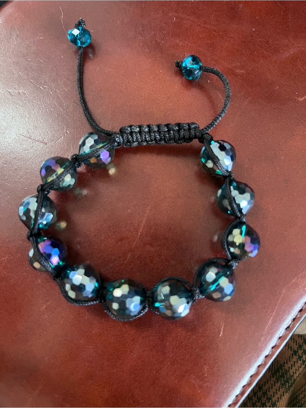 Iridescent Faceted Bead Macrame Bracelet